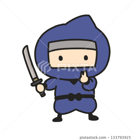 簡單可愛的忍者插圖 133793925
