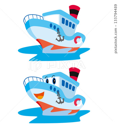 一艘漂浮在海中的船的插圖 133794489