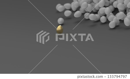 Golden Egg CG - A large number of golden eggs rolling around - Image of human resource outflow - PowerPoint title - Rendered CG - Background Golden Egg CG - A large number of golden eggs rolling around - Image of human resource outflow - PowerPoint title - Rendered CG - Background 133794797