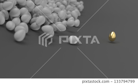 金蛋CG - 大量滾滾的金蛋 - 人力資源外流圖像 - PowerPoint標題 - 渲染CG - 背景 133794799