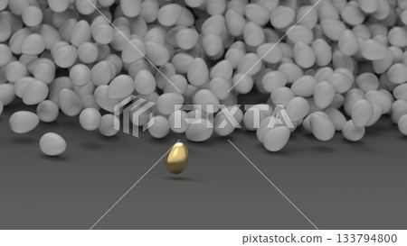 金蛋CG - 大量滾滾的金蛋 - 人力資源外流圖像 - PowerPoint標題 - 渲染CG - 背景 133794800