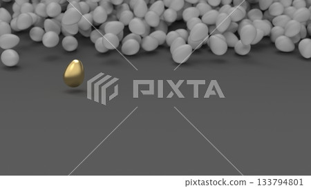 金蛋CG - 大量滾滾的金蛋 - 人力資源外流圖像 - PowerPoint標題 - 渲染CG - 背景 133794801