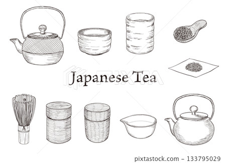 日本茶手繪鋼筆畫套裝 133795029