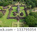 Drone shot the aerial view of Phimai Historical Park. the ancient stone temple Nakhon Ratchasima, Thailand 133795054
