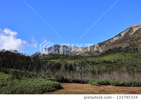 Mt. Hakuba and autumn leaves in autumn 133795334