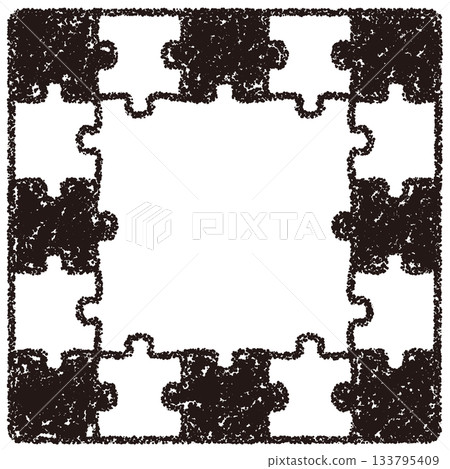Hand-drawn crayon background puzzle frame 133795409