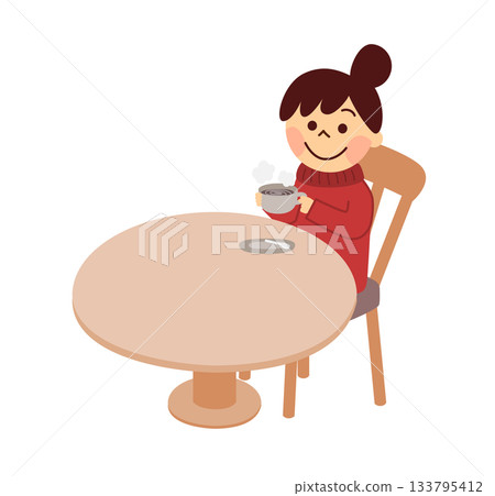 女人喝熱可可 133795412