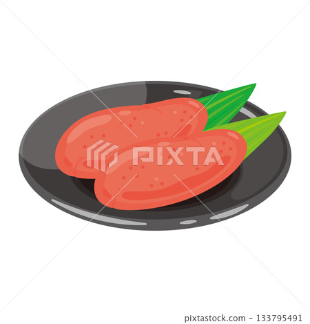 Illustration of cod roe served on a plate Illustration of cod roe served on a plate 133795491
