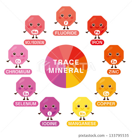 Trace mineral character illustration set (English) Trace mineral character illustration set (English) 133795535