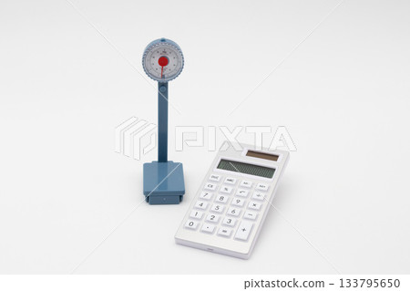 White background and miniature weight scale and calculator_weight management, diet, health image White background and miniature weight scale and calculator_weight management, diet, health image 133795650