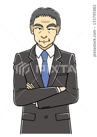一位身穿西裝、雙臂交叉、面帶微笑的中年男子（上半身） 133795862