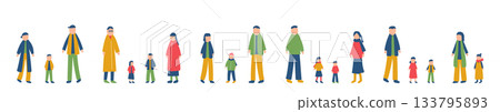 Family winter illustration set Family winter illustration set 133795893