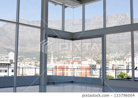 Buildings seen through glass in office Buildings seen through glass in office 133796004