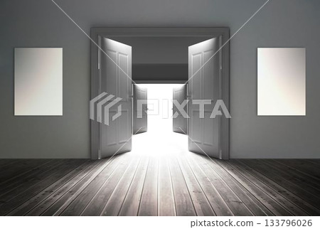 Doors revealing bright light Doors revealing bright light 133796026