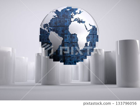 Digital globe on grey abstract background 133796056