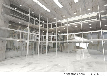 Modern room overlooking city 133796119