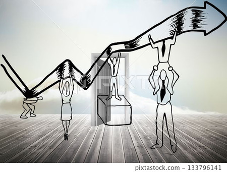 Doorway standing on floorboards 133796141