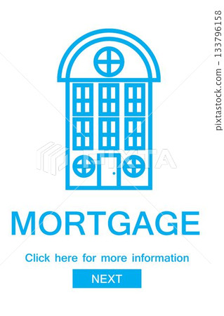 Graphic image of icon with mortgage text Graphic image of icon with mortgage text 133796158