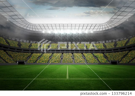 Large football stadium with lights Large football stadium with lights 133796214