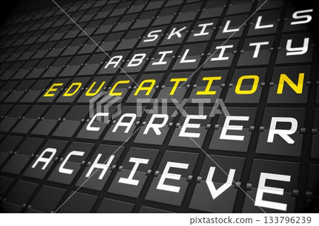 Education buzzwords on black mechanical board Education buzzwords on black mechanical board 133796239