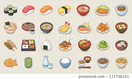 Japanese food icon set 133796283
