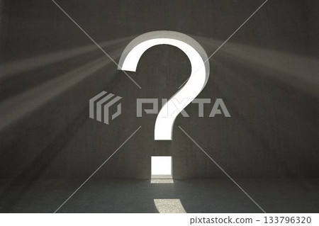 Grey room with question mark door 133796320