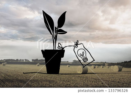 Light bulb plant over countryside Light bulb plant over countryside 133796326