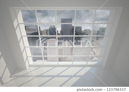 Cityscape seen through window 133796337