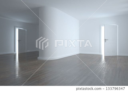 Bright room with white walls 133796347
