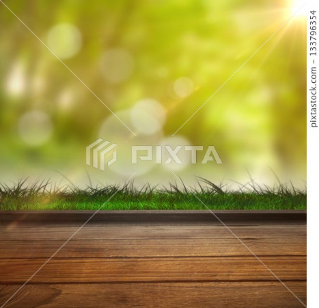 Wooden floor against nature scene Wooden floor against nature scene 133796354