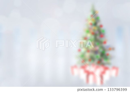 Blurry christmas tree in room 133796399