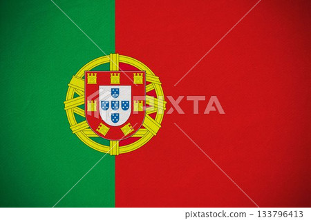 Flat Portugal flag is showing green red armillary sphere coat of arms on transparent background Flat Portugal flag is showing green red armillary sphere coat of arms on transparent background 133796413