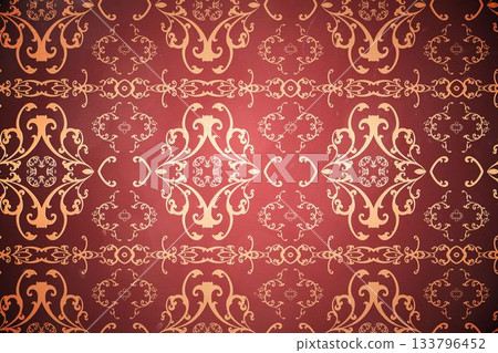 Elegant patterned wallpaper in red and gold Elegant patterned wallpaper in red and gold 133796452