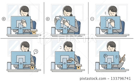 清潔電腦顯示器的正確方法以及錯誤做法範例 133796741