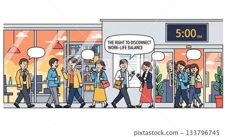 Work-life balance: leaving work on time and chatting 133796745