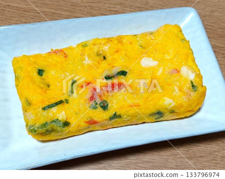 Thick omelet with crab sticks Thick omelet with crab sticks 133796974