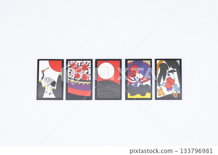 Hanafuda hand "Goko" on a white background 133796981