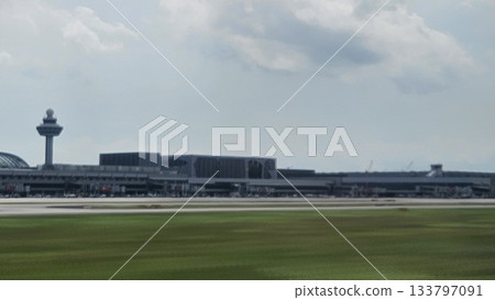 Changi Airport lush greenery spells its name beside a busy runway Changi Airport lush greenery spells its name beside a busy runway 133797091