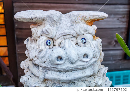A sacred place in an alleyway. There are shisa statues, a small shrine, and a buffalo skull. Zamami Port, Zamami Island, Kerama Islands, Shimajiri District, Okinawa Prefecture 133797502