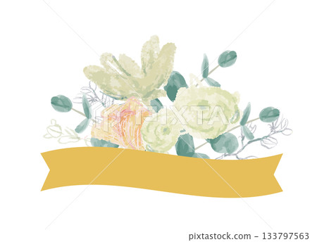 粉紅彩色花束和絲帶插圖 2 133797563