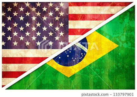 American and Brazil flags American and Brazil flags 133797901