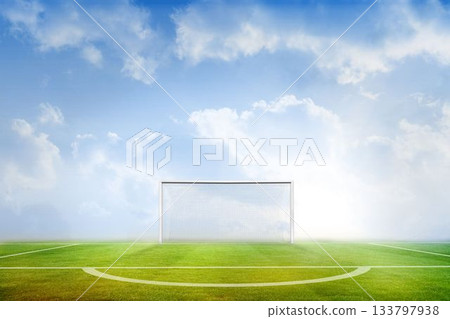 Football pitch under blue sky Football pitch under blue sky 133797938