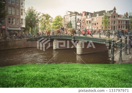 Digital composite of Sunny day in amsterdam 133797971