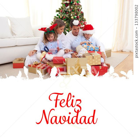 a happy family Christmas card 133798002