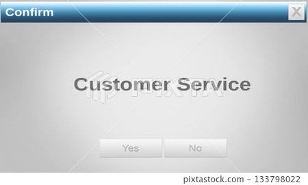 Flat confirm dialog is appearing with Customer Service and Yes or No buttons on transparent backgrou Flat confirm dialog is appearing with Customer Service and Yes or No buttons on transparent backgrou 133798022