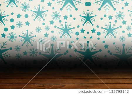 Snowflake wallpaper over floor boards Snowflake wallpaper over floor boards 133798142
