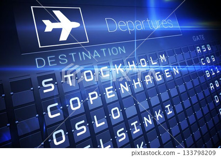 Blue departures board for nordic cities Blue departures board for nordic cities 133798209