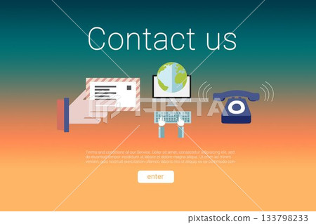 Contact us text with icons Contact us text with icons 133798233