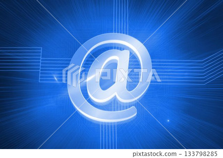 Glowing at sign on blue background Glowing at sign on blue background 133798285