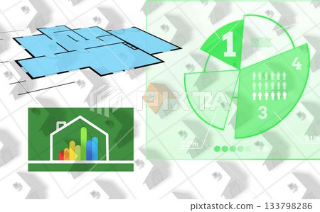 Blue of house with charts Blue of house with charts 133798286